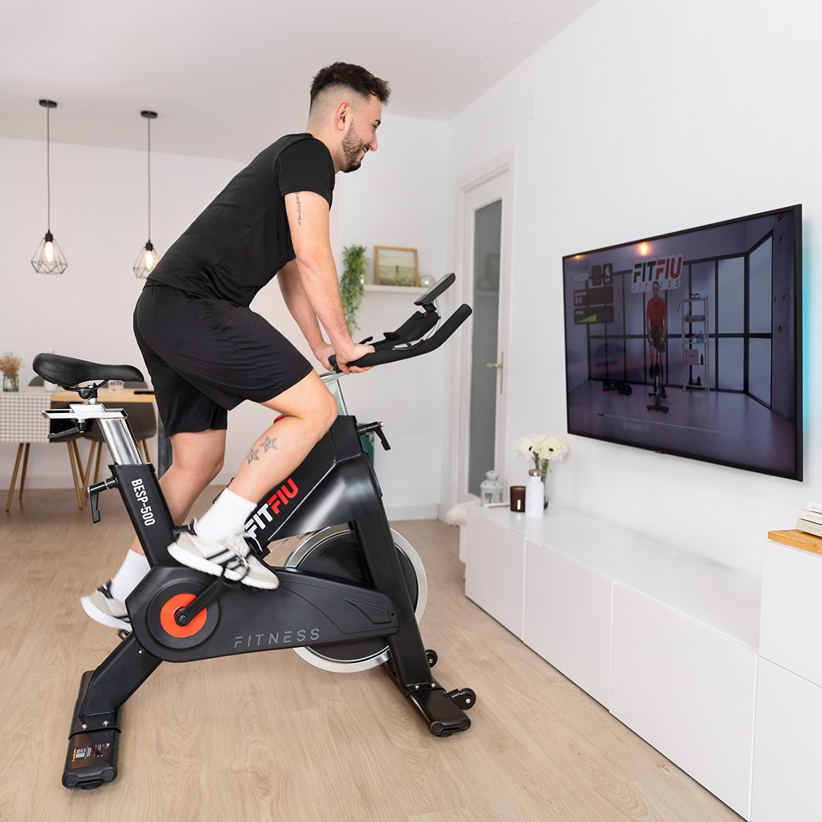 Bicicleta indoor FITFIU disco inercia 24kg, pulsometro y regulable