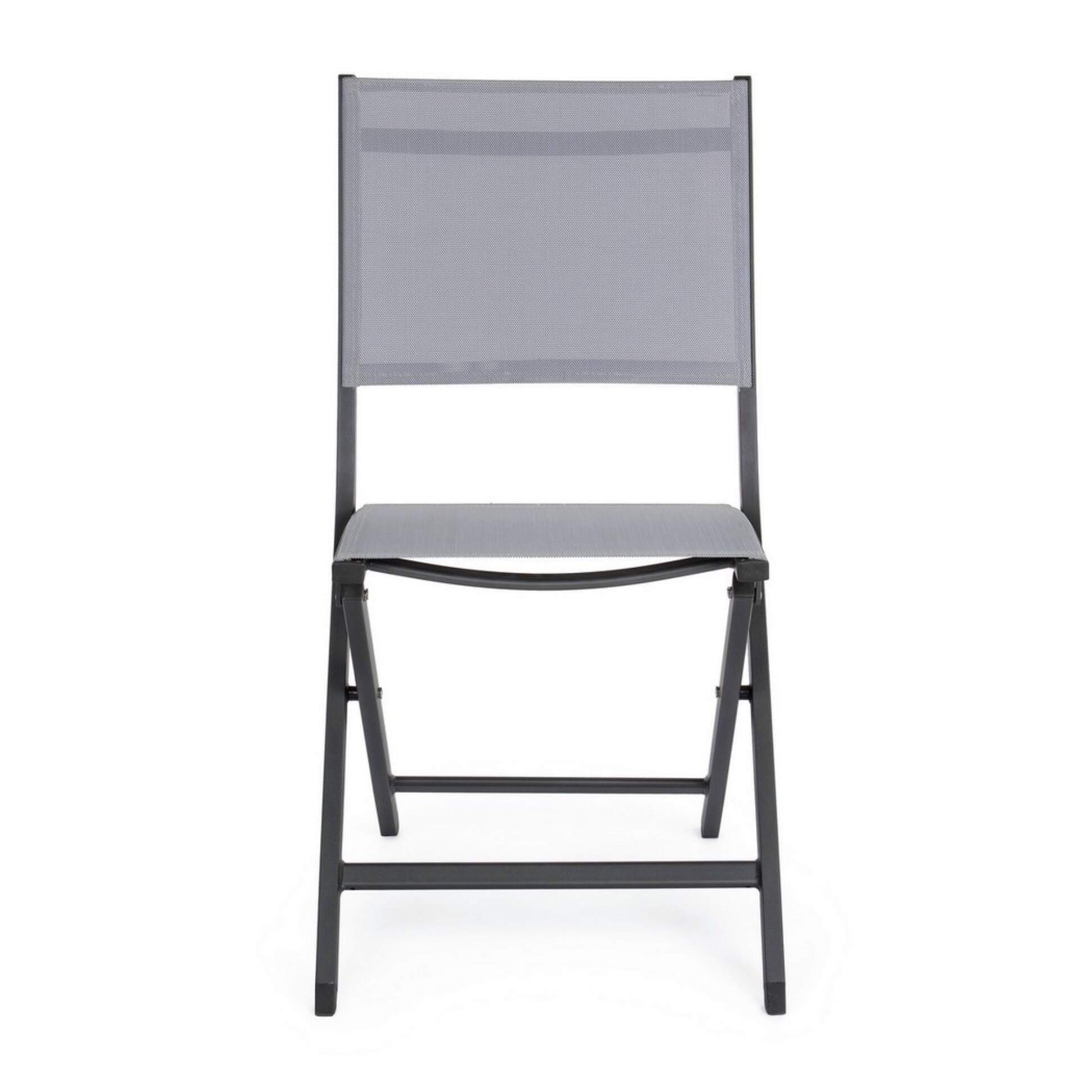 Set 4 sedie da giardino SINTRA in textilene grigio e struttura in alluminio antracite