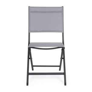 Set 4 sedie da giardino SINTRA in textilene grigio e struttura in alluminio antracite