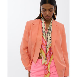 Sciarpa in raso con vari motivi e logo LC