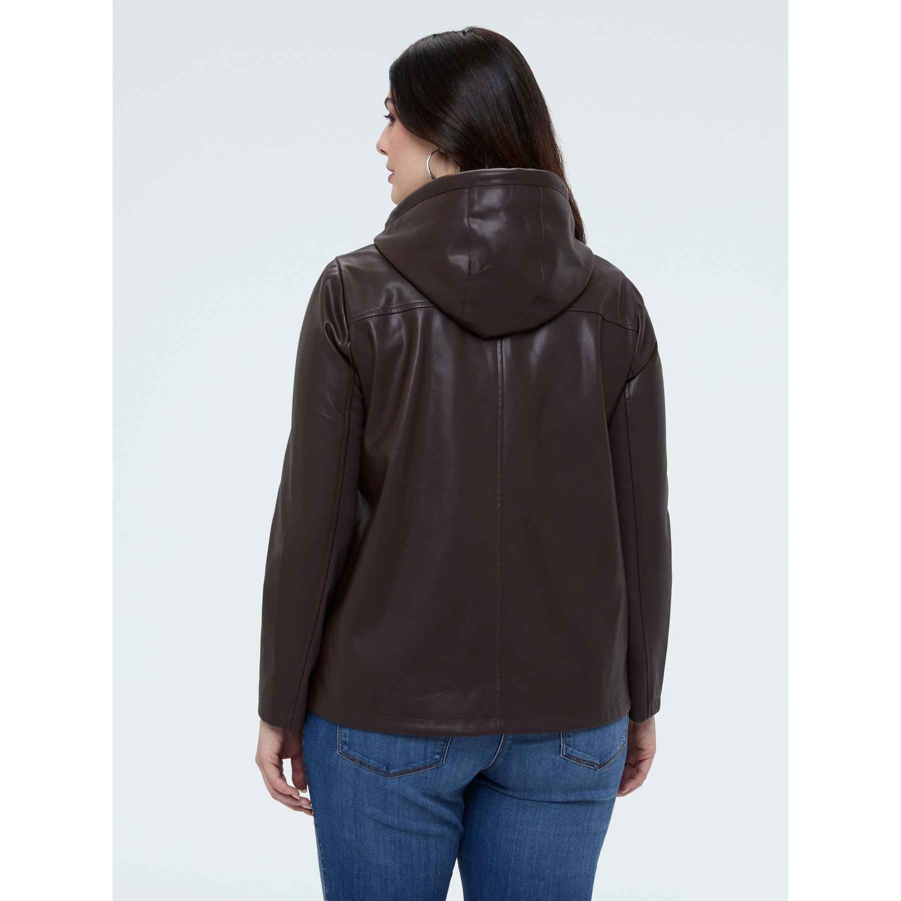 Fiorella Rubino - Giacca biker con cappuccio - Marrone