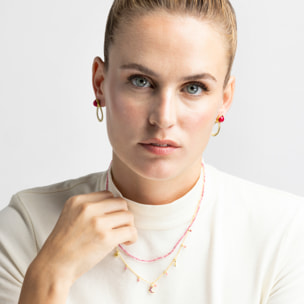 Pendientes con Agata Rosa acabado oro 18k