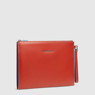 Piquadro Pochette porta iPad® in pelle con polsiera rimovibile e tasca per AirPods®