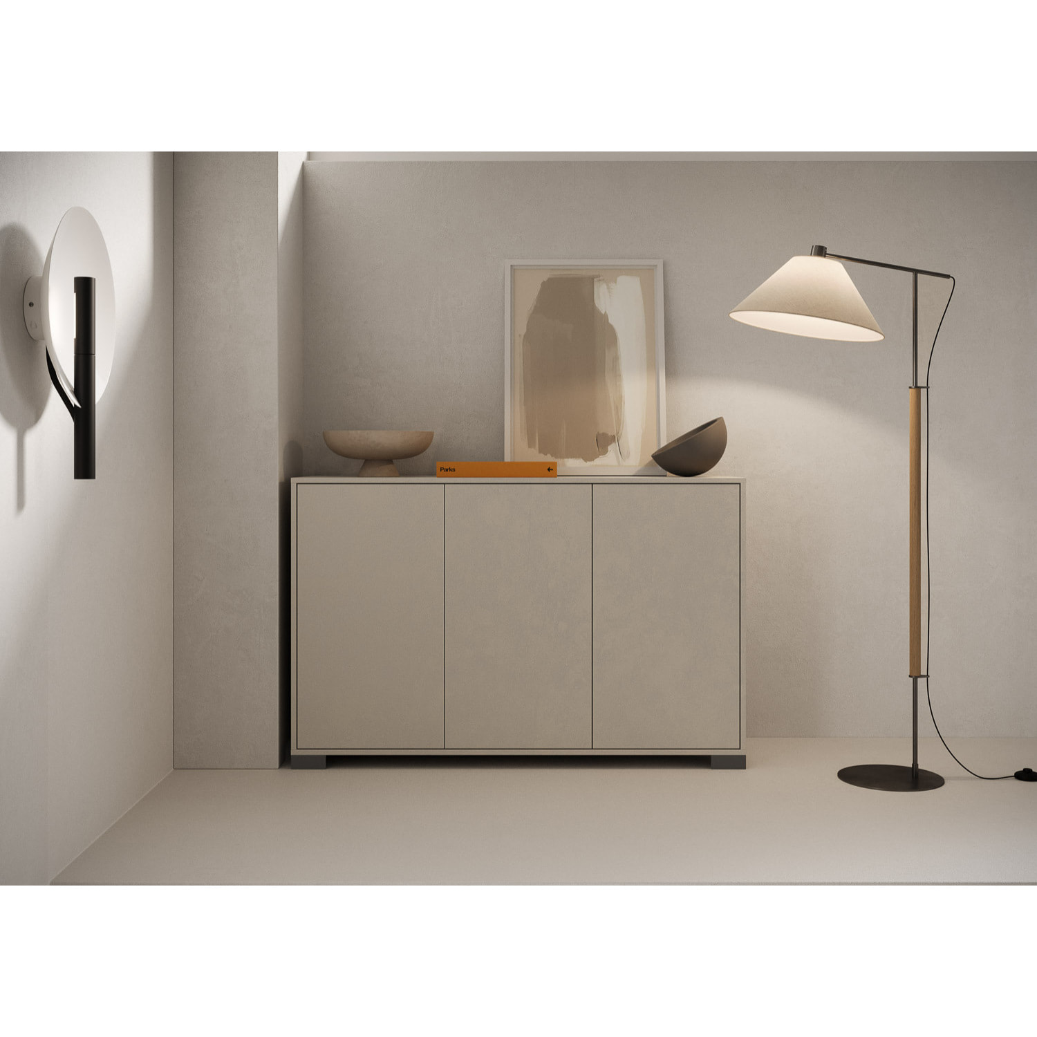 Buffet bas 3 portes 130x40x83 cm Lumina cachemire