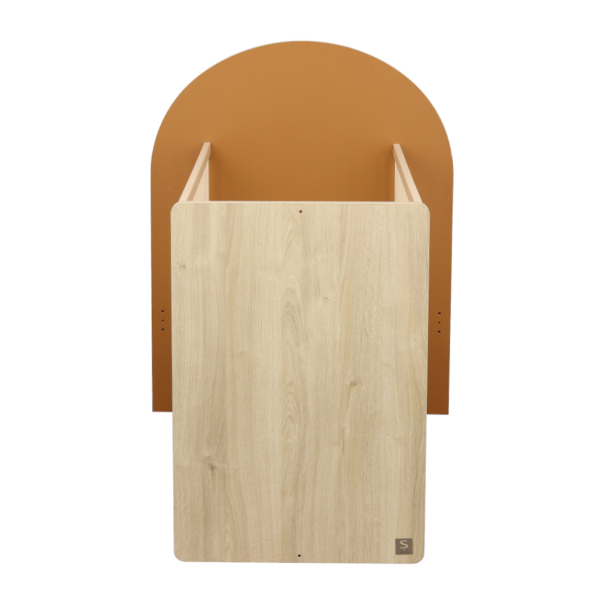 Lit bébé évolutif 120x60 en 90x190 - décor bois chêne sépia forme arche