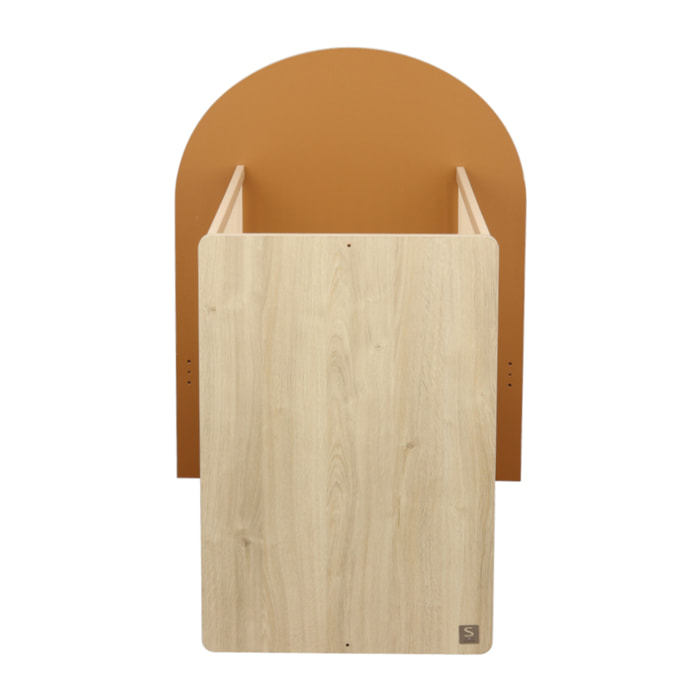 Lit bébé évolutif 120x60 en 90x190 - décor bois chêne sépia forme arche