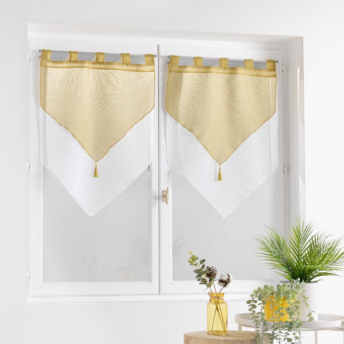 Paire de voilages double en pointe - Jaune