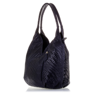 Jesi Bolso de hombro Mujer.Piel auténtica Gamuza Grabado Entrelazado