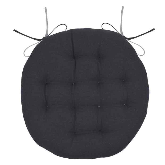 Galette de chaise ronde et bicolore - Gris anthracite