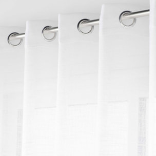 Voilage grande largeur à Oeillets Haltona Blanc  - Effet Lin Tissé - Blanc