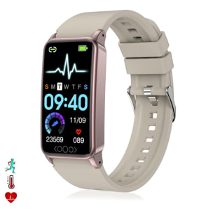 Bracciale intelligente TK71 Pro con temperatura corporea; monitoraggio del glucosio, dell'acido urico, dello stress, del battito cardiaco e della tensione.