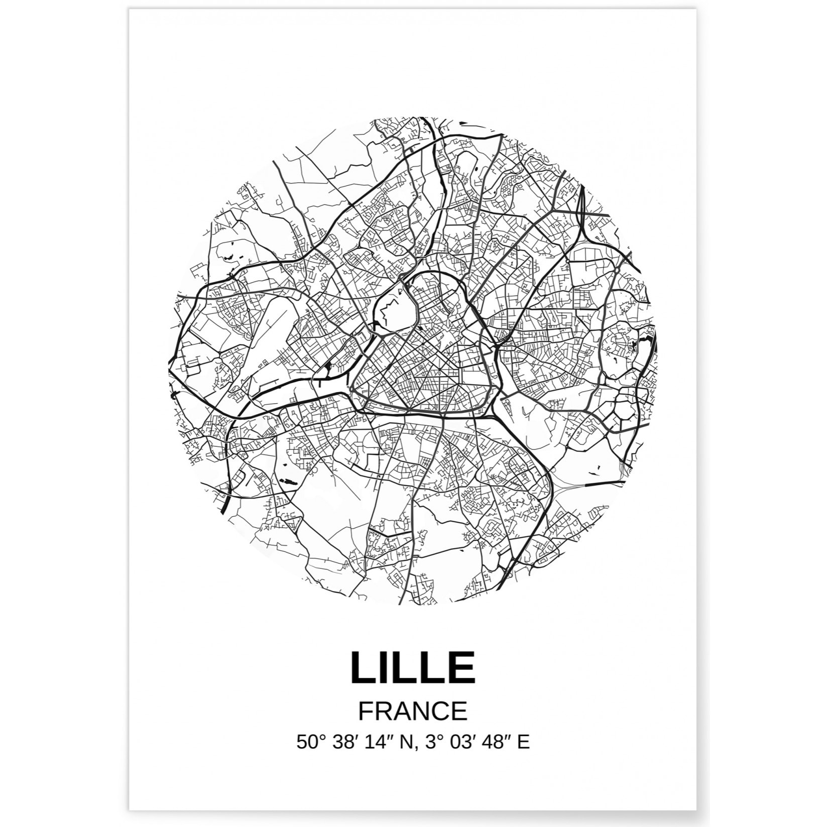 Affiche Carte Lille