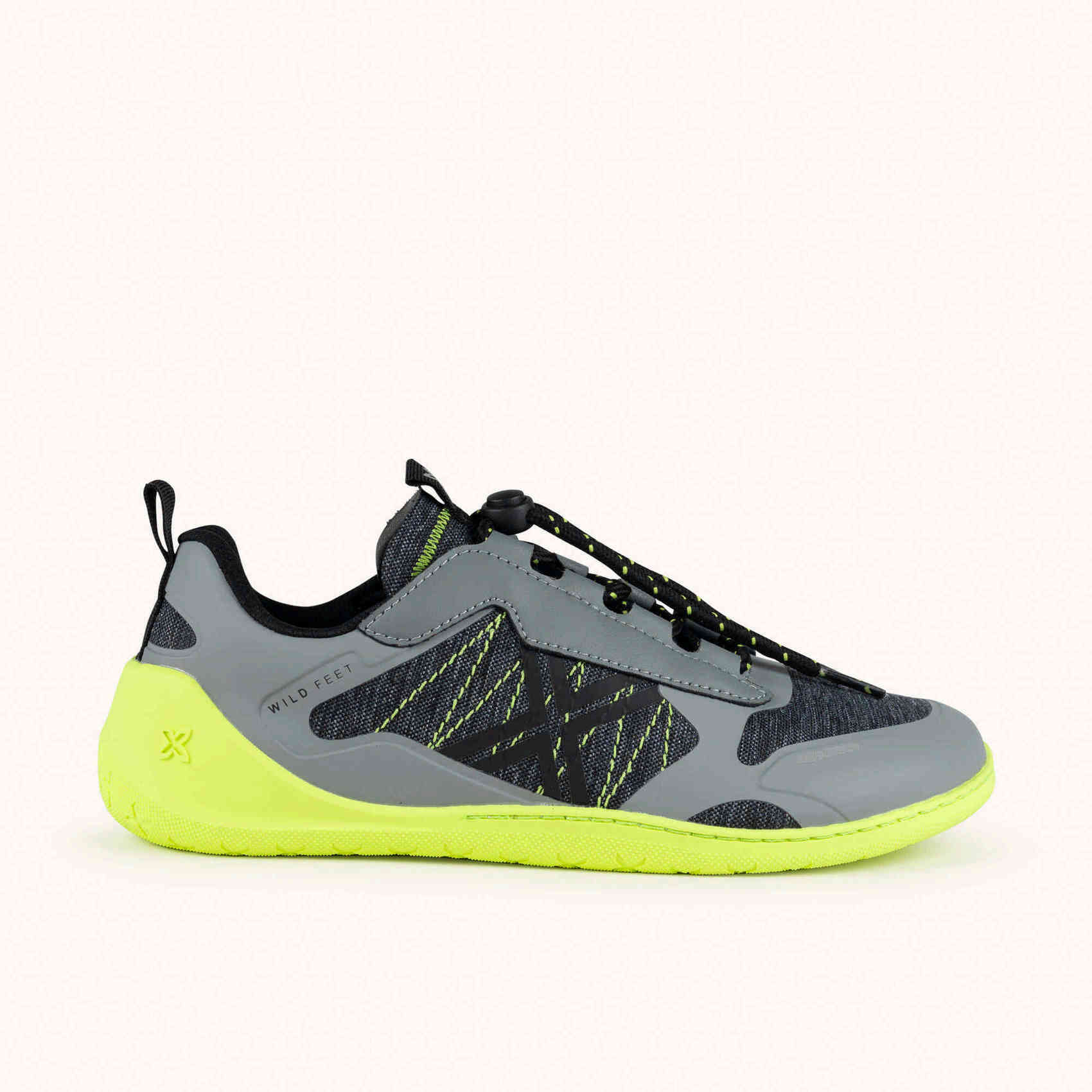 MUNICH FREESTEP 07 Zapatillas Wild Feet "Barefoot" color gris y amarillo flúor con puntera ancha