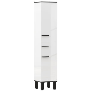 Columna de Baño Armario Alto de Baño con Cajón 2 Puertas y Estantes Ajustable Mueble Auxiliar de Baño Moderno Anti-vuelco 34x32x170 cm Blanco