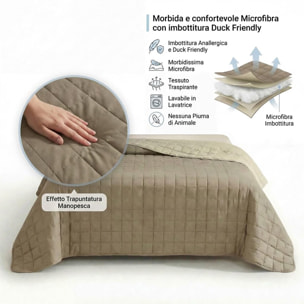 Copriletto estivo leggero double face 170x260 cm, trapunta estiva traspirante e morbida, coperta primaverile elegante e moderna, design reversibile per doppio stile, ideale per stagione calda, resistente e facile da lavare