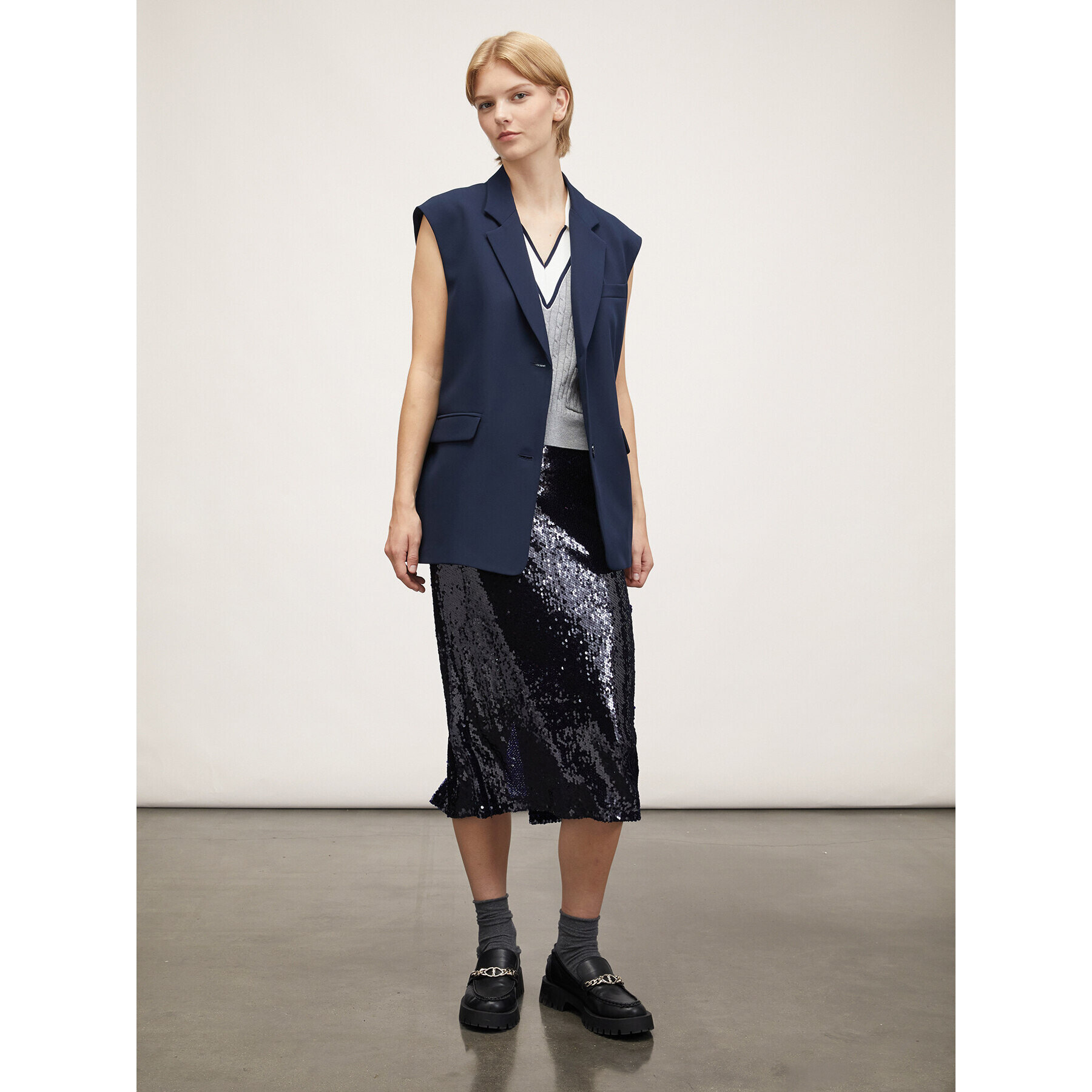 Motivi - Falda longuette de lentejuelas - Azul