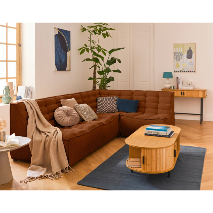 Ellie - module d'assise sans accoudoir 2 places en velours texturé - Terracotta