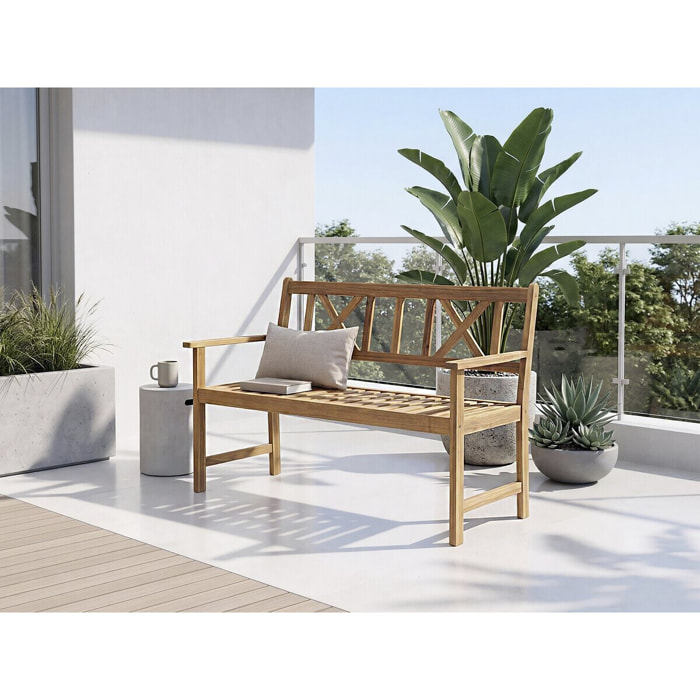 Banc de jardin en bois 120 cm "Surabaya" - 2 places - Marron