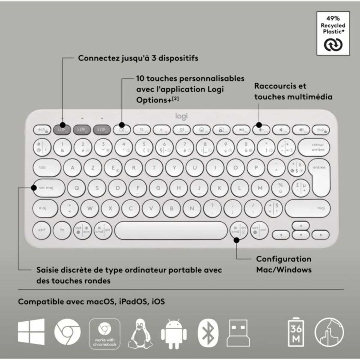 Clavier + Souris LOGITECH Combo Pebble 2