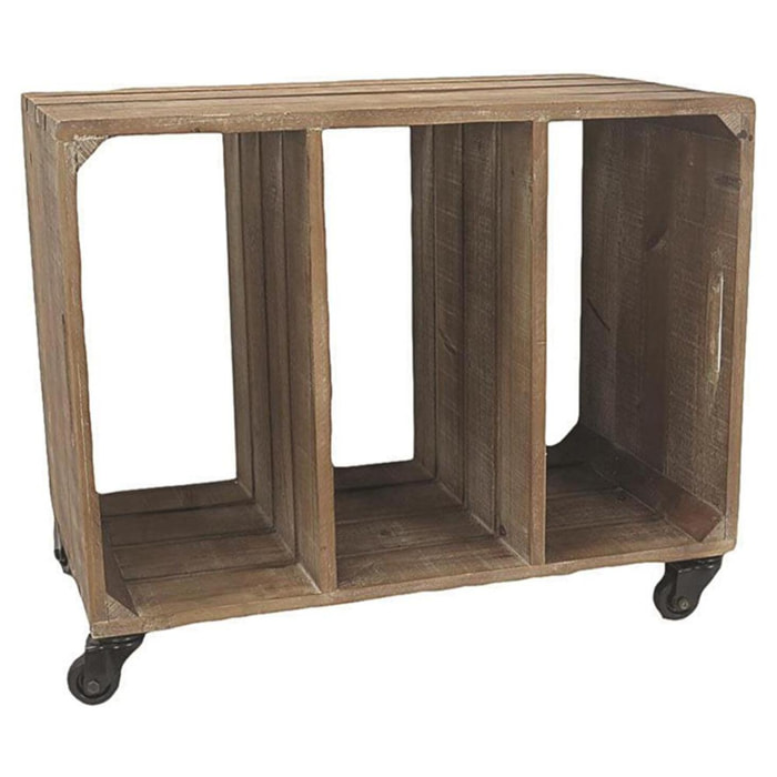 Mobile consolle con ruote a 3 scomparti cm61x35h50,5