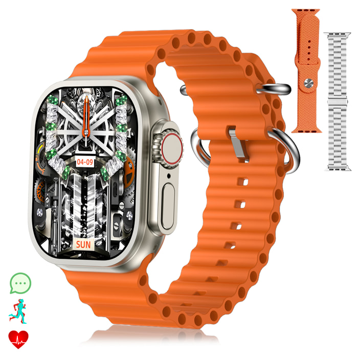 DAM Smartwatch Z87 Ultra triple pulsera. Funciones outdoor, llamadas BT, notificaciones push. Decenas de modos deportivos. 4,4x1,3x4,9 Cm. Color: Naranja