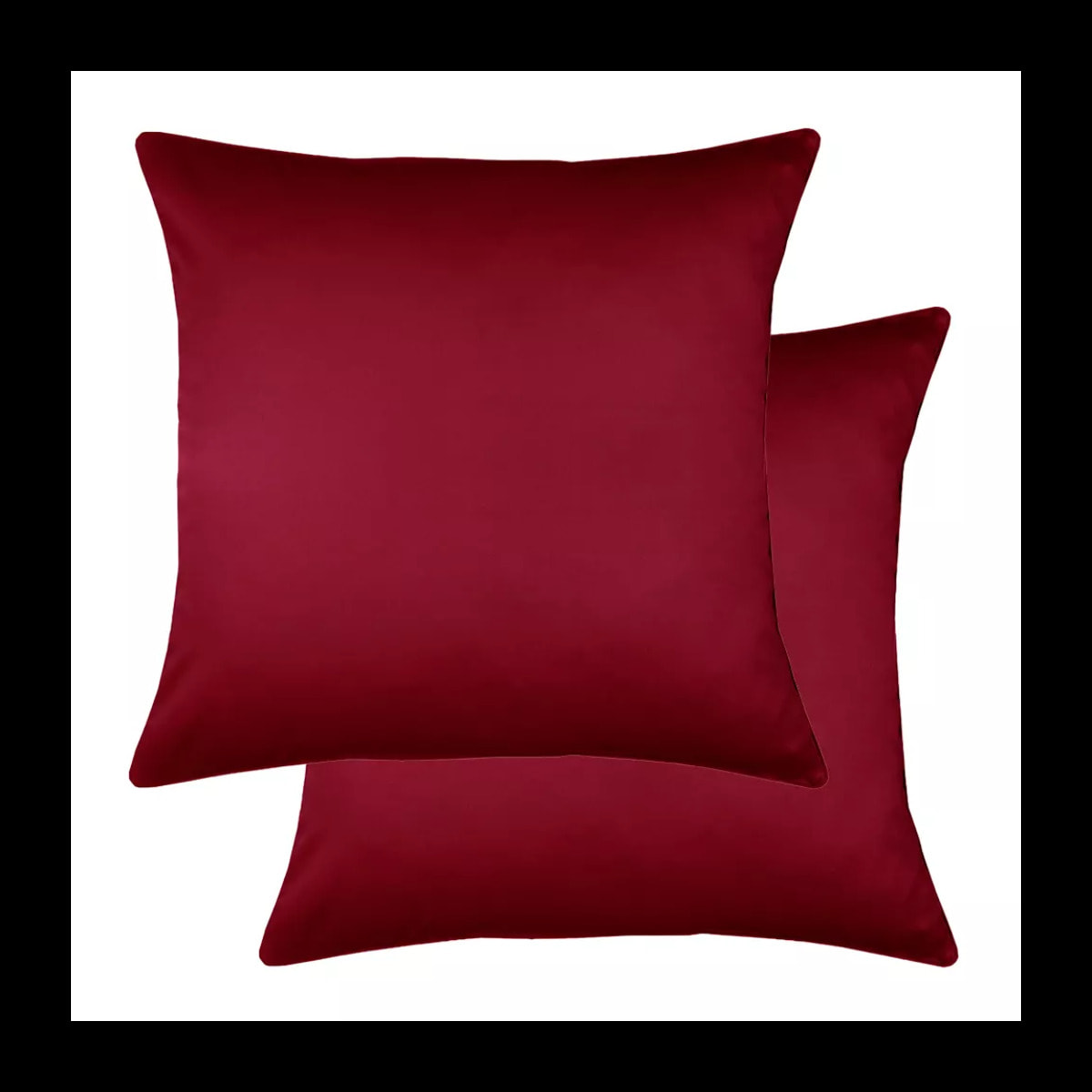 Lot de 2 taies satin de coton uni rouge Ava uni dahlia