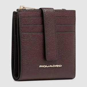 Piquadro Portacarte di credito in pelle con portamonete, schermato con protezione RFID