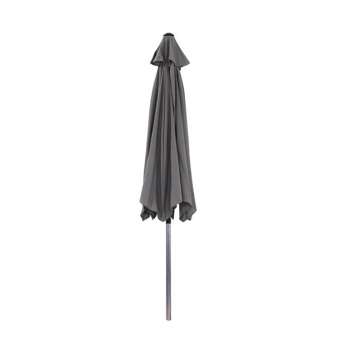 Parasol jardin droit Alu "Sol" - Rond - Ø 3m - Gris