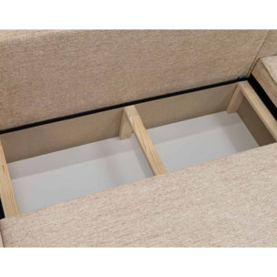 Cezanne - Canapé panoramique en U 7 places convertible avec coffre en tissu texturé - Beige