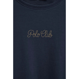 Maglietta blu marino a maniche lunghe brillantini Polo Club