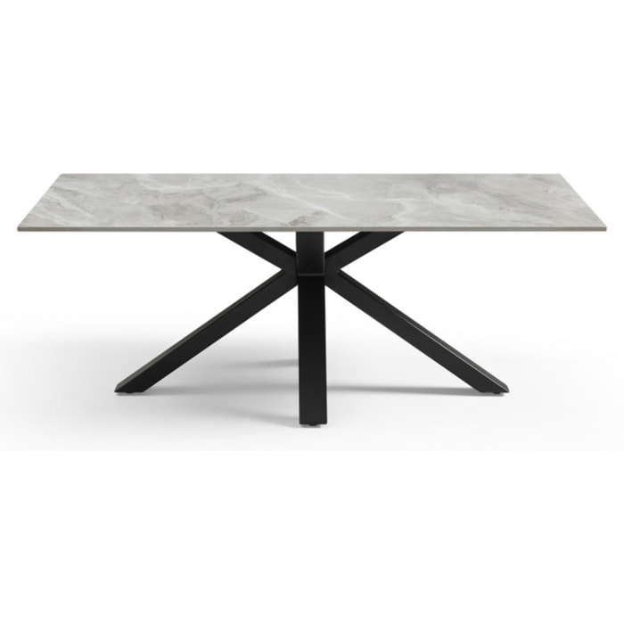 Table basse en céramique 120x60cm gris brillant pieds métal - UNIK