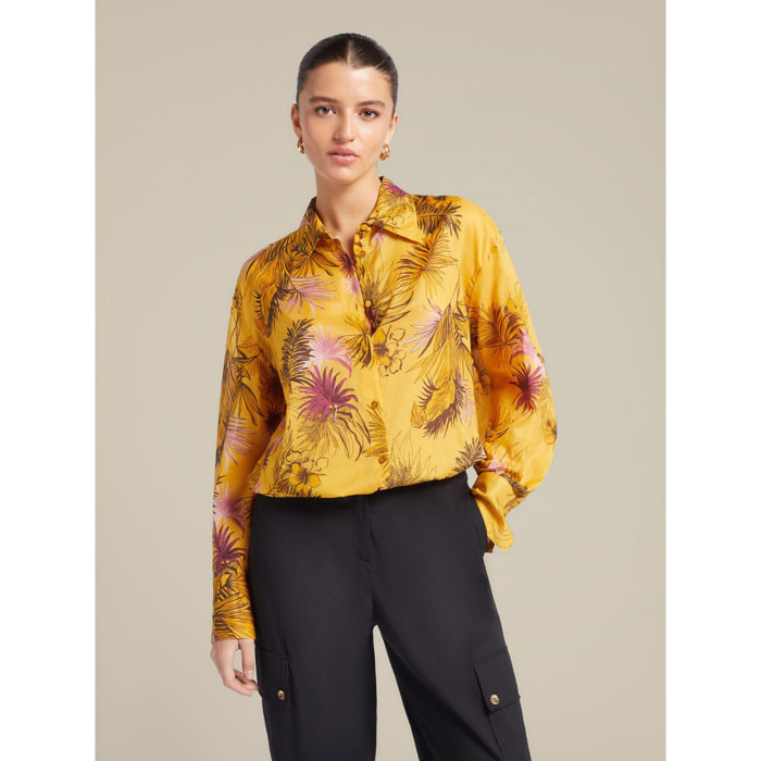 Elena Mirò - Camisa con estampado tropical - Amarillo