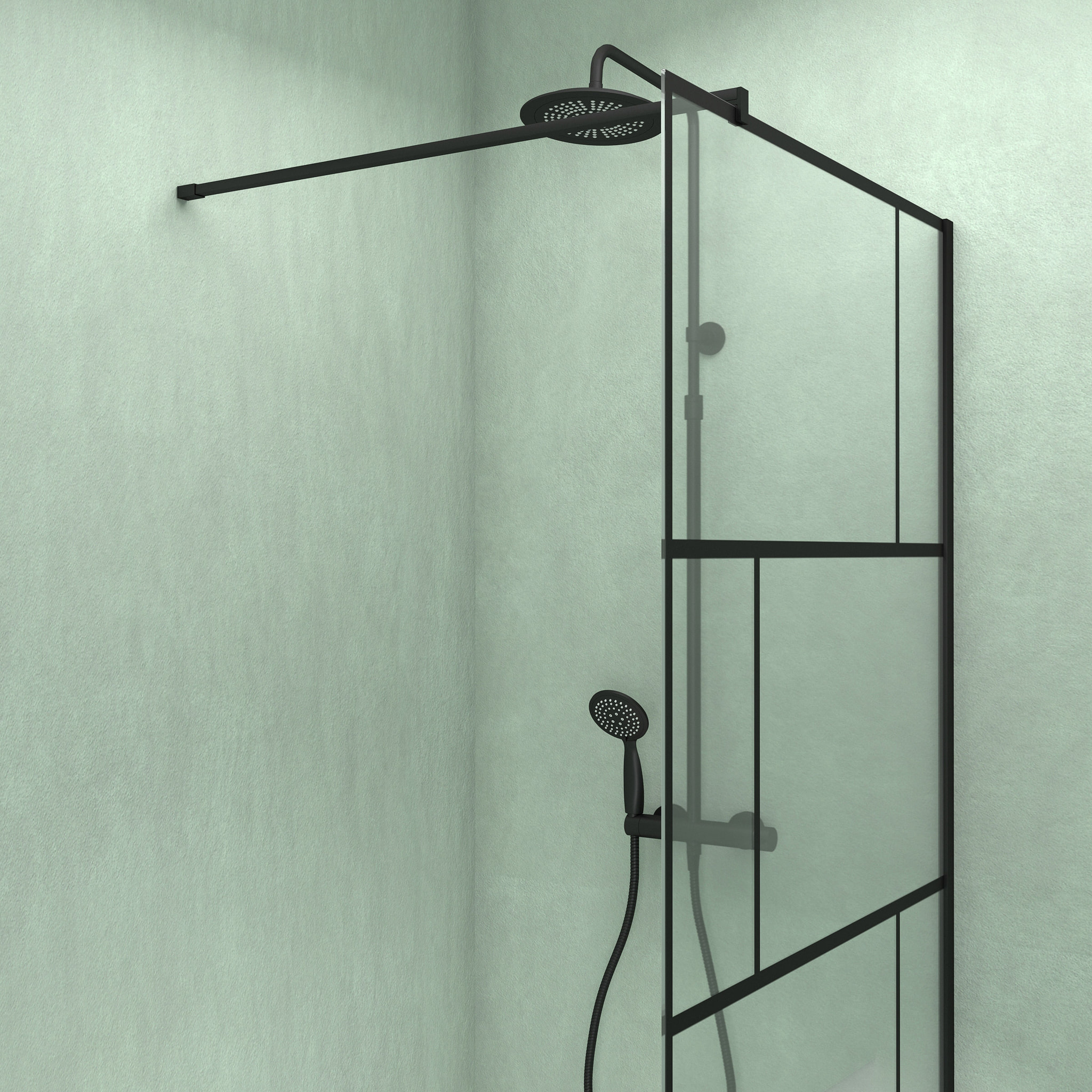 Pack Paroi de douche 90x195 cm + Receveur Blanc effet pierre 140x90 cm