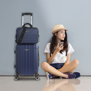 Juego De Trolley Cabina Y Neceser Itaca Havel Marino