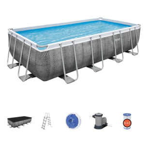 Bestway Piscine hors sol - Rectangulaire - Power Steel - Effet Rotin gris 549 x 274 x 122 cm