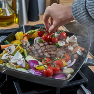 Gril Américain 26 cm, Fonte, Gris graphite