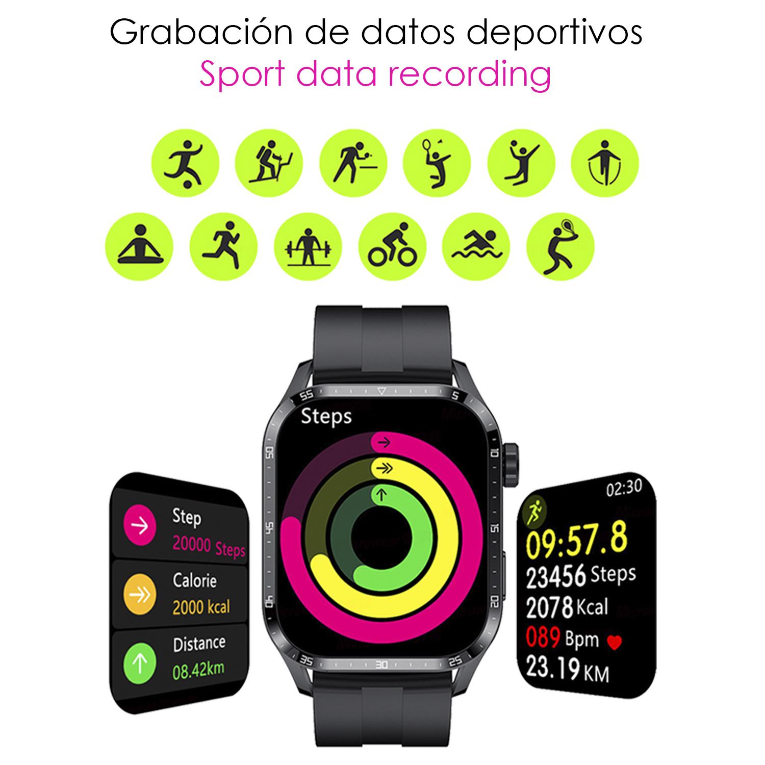 Smartwatch GT4 con pantalla de 1,9, corona giratoria multifunción, tensión, ECG y notificaciones. Correa de cuero.