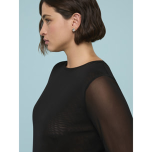 Fiorella Rubino - Top in tulle a manica lunga - Nero