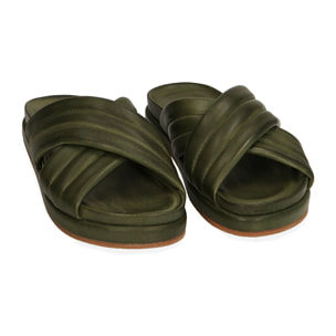 Ciabatte verdi in pelle
