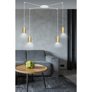 Lampada a sospensione TRAKER in acciaio bianco e oro