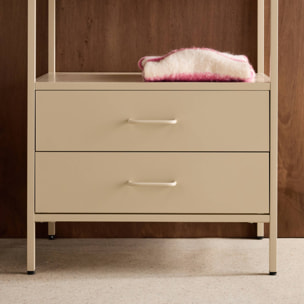 Meuble d'entrée, porte manteau métal avec penderie et 2 tiroirs IDAHO