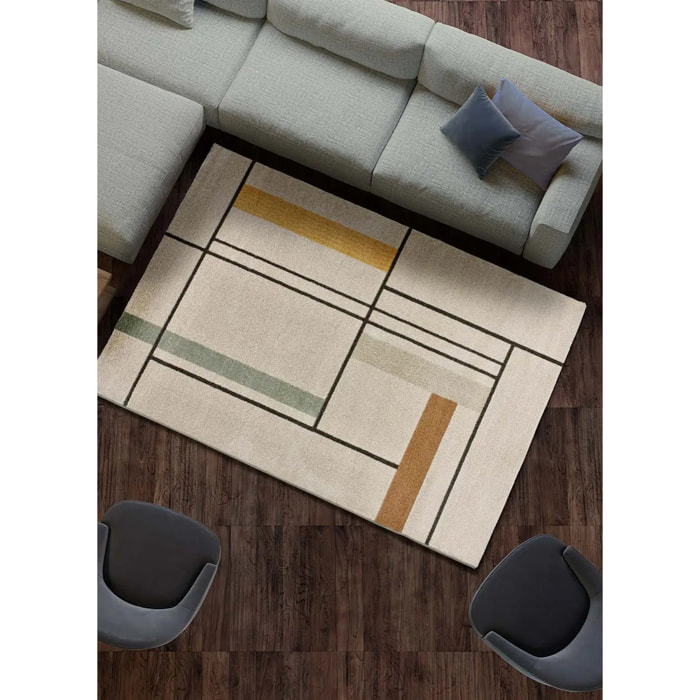 DOMUS Alfombra pelo corto diseño geométrico multicolor, varias medidas disponibles.
