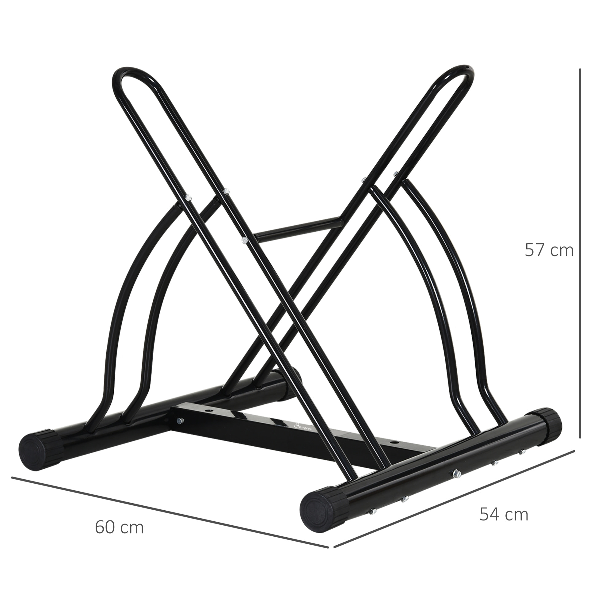 Soporte de Estacionamiento para 2 Bicicletas Portátil Acero 60x54x57 cm Negro