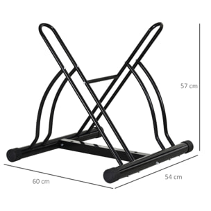 Soporte de Estacionamiento para 2 Bicicletas Portátil Acero 60x54x57 cm Negro