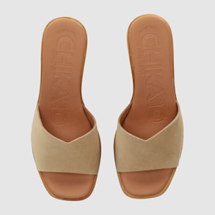 Sandalias de Serraje - Arena - Tacón: 6 cm