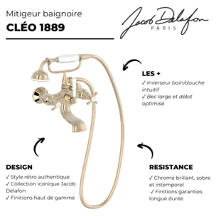 Mélangeur baignoire Cléo 1889 avec pommeau douche Or beige