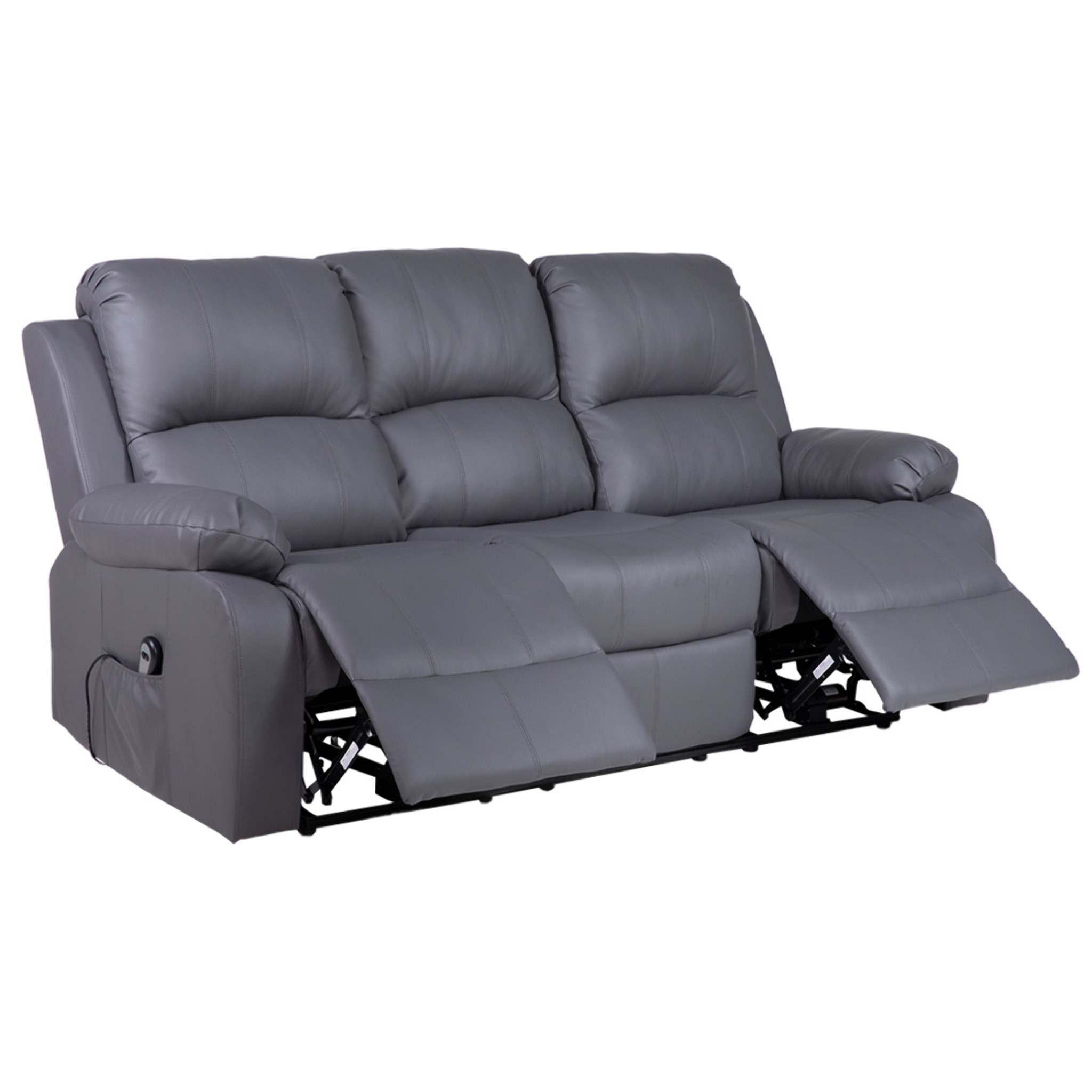 Armand - Canapé 3 places relax électrique en simili - Gris