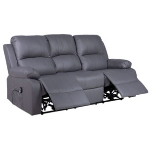 Armand - Canapé 3 places relax électrique en simili - Gris