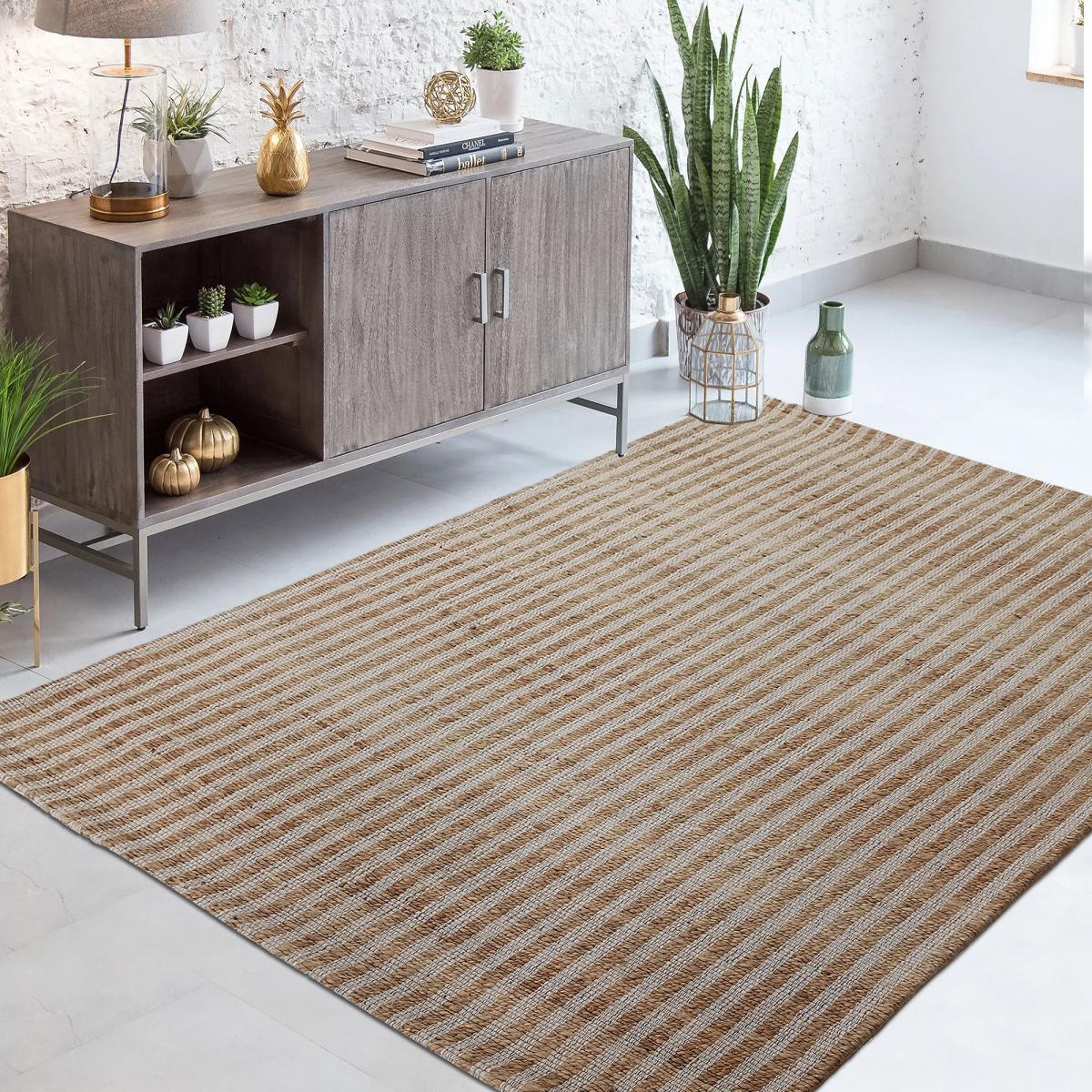 Tapis jute fait main motif faux uni DUSE