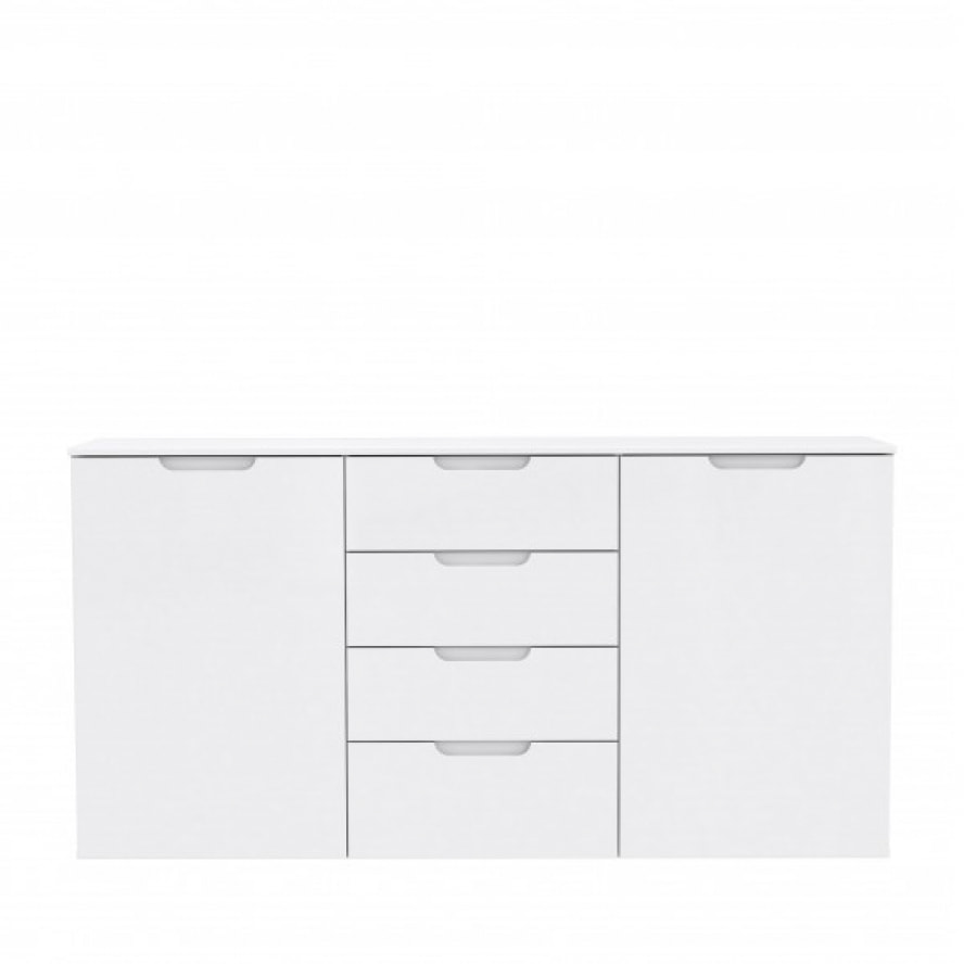 Bahut buffet blanc laqué 2 portes, 4 tiroirs - SIENNA